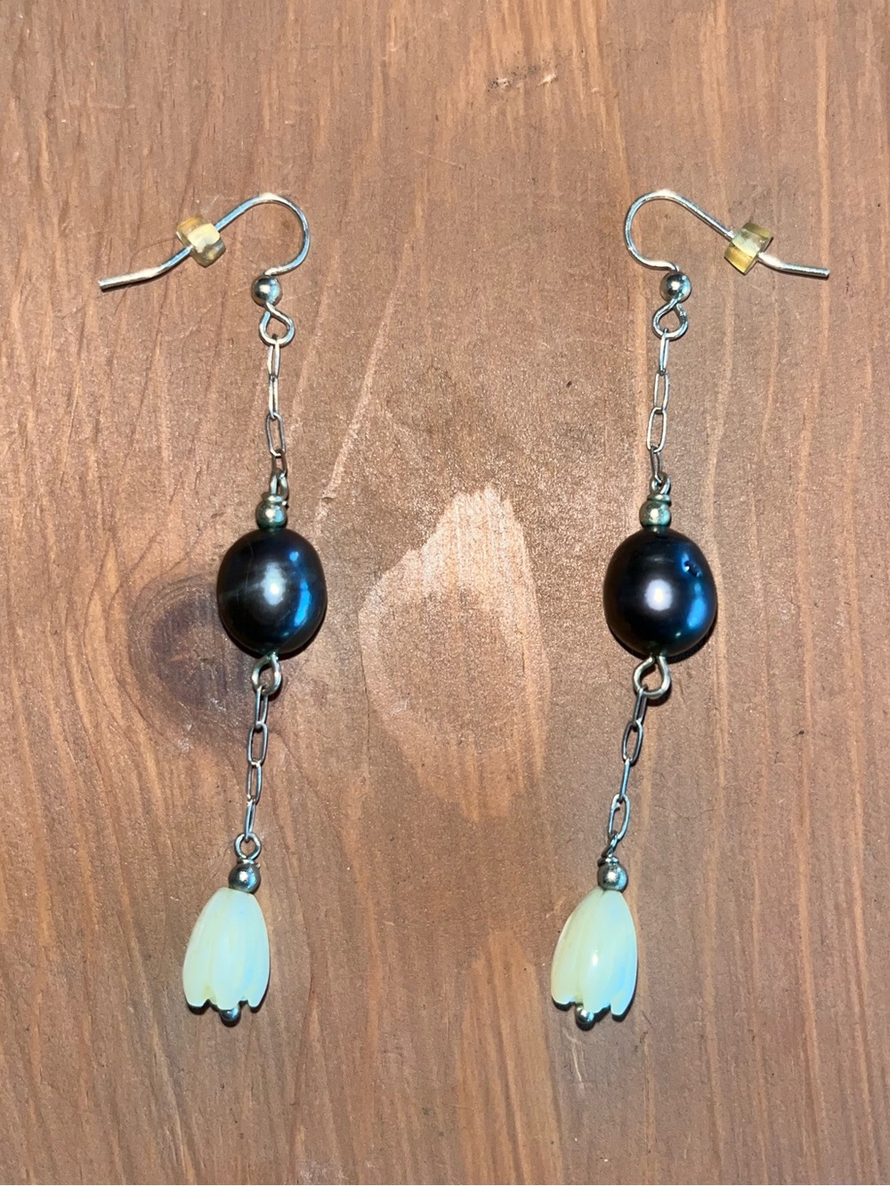 Kauai earrings sterling silver mother of pearl black pearl earrings handmade 925